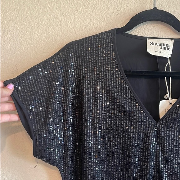 Savana Jane NYC Rooftop Party Top Black Sequin size medium - Picture 5 of 10